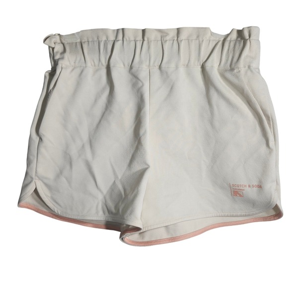 Scotch & Soda Pants - Scotch & Soda Womens Cream Casual Shorts Elastic Waist Athleisure